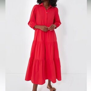 Tuckernuck Pomander Place Red Mabel Maxi Long Sleeve Dress EUC XS